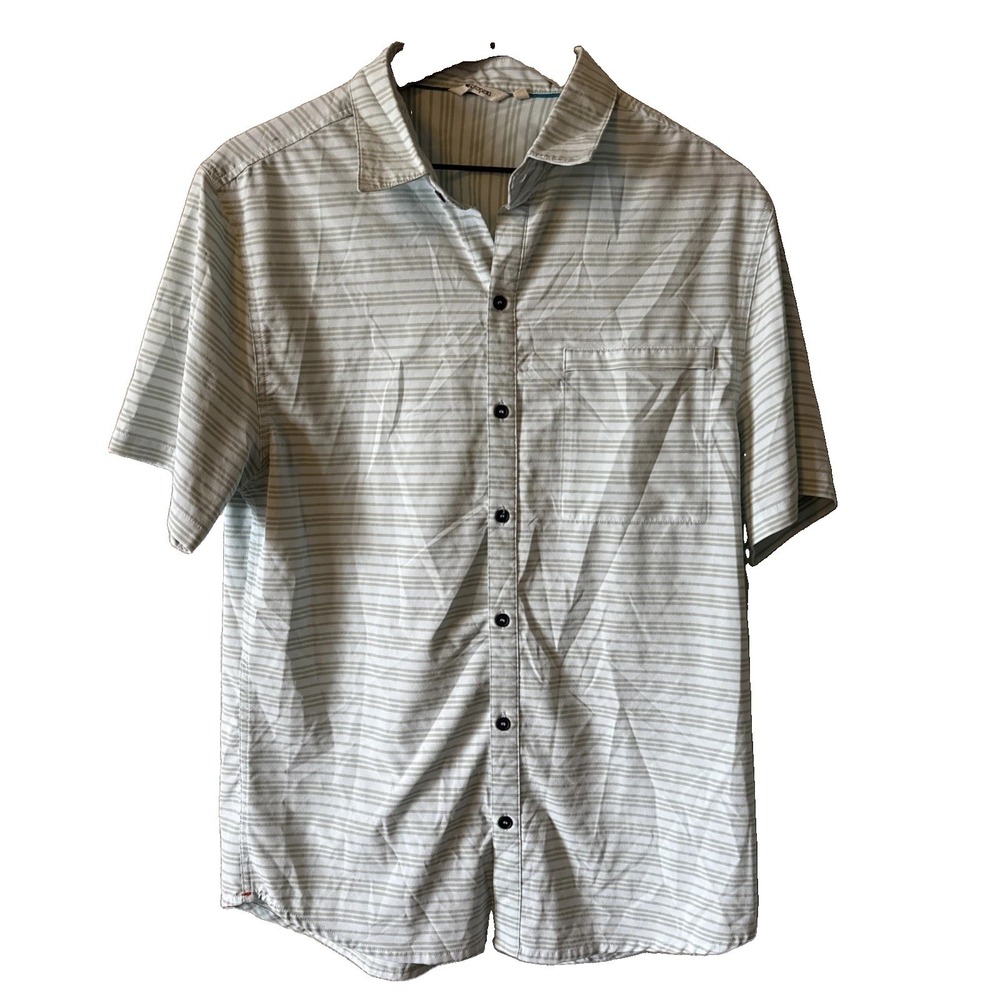 Cotopaxi Mens Blue Stripe Short Sleeve Button Down Shirt Activewear Size Medium